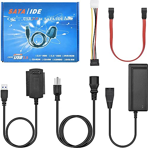 ZHTH SATA/PATA/IDE Drive a USB 2.0 Adaptador Convertidor Cable para Disco Duro HDD SSD 2.5 3.5 con Fuente de Alimentación de CA Externa