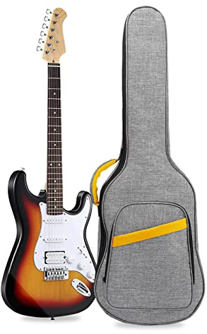 LETSROCK 38 40 41 Inch Electric Guitar Bag, Electric Guitar Case Gig Bag with 0.4 Inch Waterproof Thick Padding Premium Dual Adjustable Shoulder Strap Pocket & Neck Strap Gray