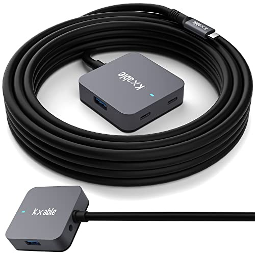 Uppgradera USB C-hubb, expanderare multi-USB-portar kabel 25 meter, lång USB 3.1 C förlängningskabel med 4-portar (2 USB-A-portar + 2 USB-C-portar), USB C Y splitter hubb, typ-C hane till A-hona +