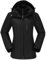 Ambayz Damen Skijacke 3-in-1 Wanderjacke mit Fleece wasserdichte atmungsaktive Funktionsjacke Winterjacke winddichte Outdoorjacke mit abnehmbarer Kapuze für den Wintersport (Schwarz, XXL)