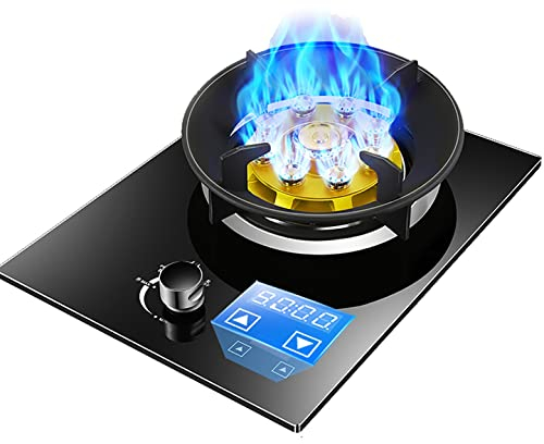 IBOWZ Encimera de Gas Placa de Gas Placa de Gas integrada, Cocina de Mesa, Gas Natural/Gas propano, Perilla de aleación de Zinc, 1 Placa de cocción portátil de Hierro Fundido, para una Vida compac