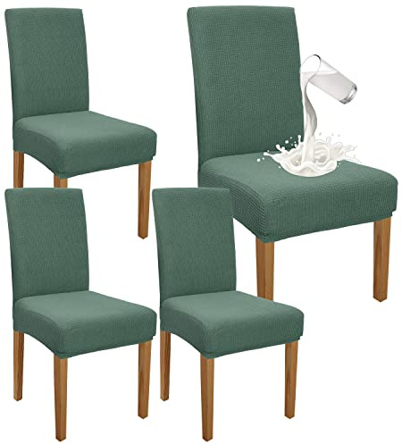Granbest Premium Wasserdicht Esszimmer Stuhl Abdeckungen Satz Von 4, Stretch Hohen Zurück Stuhlhussen Slipcover Für Esszimmer, Abnehmbaren Stuhl Schutz Für Bankett, Küche, Party (4er Set, MatchaGrün)