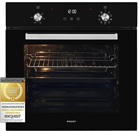 Exquisit Einbaubackofen EBE76-9-H-020 schwarz | Touch | Timer | Grill | 60cm