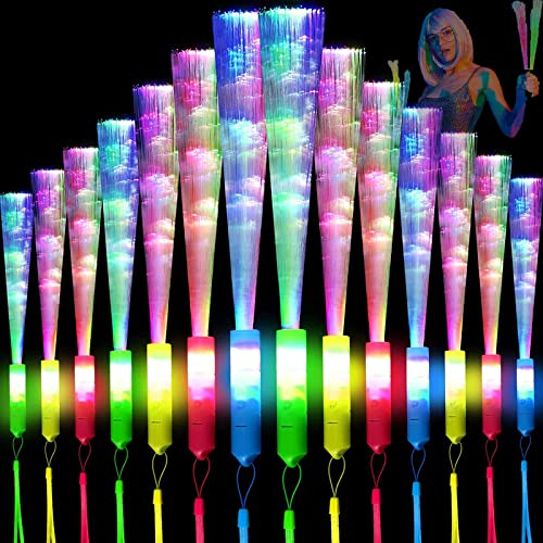 HENGBIRD 12 Stück LED Leuchtstäbe, Knicklichter, Leuchtwedel Party Set mit Multicolor Licht, Glasfaser Leuchtstab für Weihnachten, Party, Konzert, Hochzeit