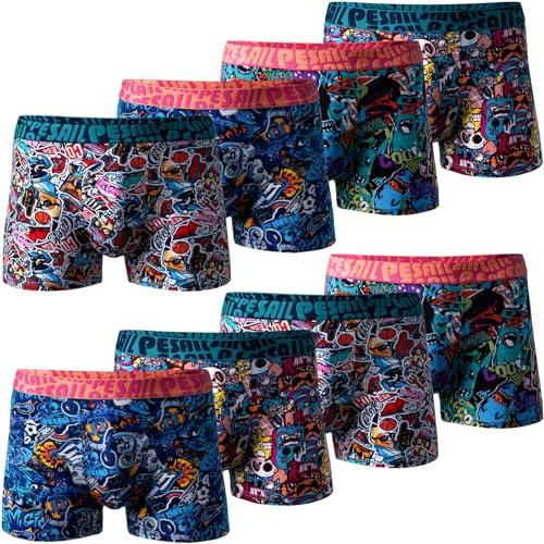 Pesail Jungen Boxershorts, 8er Pack, aus Modal-Baumwolle, Größen 110-176, Bequeme Retroshorts für Kinder, Unterhose ohne kratzenden Etiketten