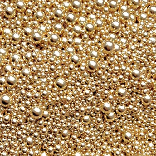 Gold Sprinkles for cakes edible gold metallic pearls Christmas wedding birthday party decoration cupcake cake toppers balls gold sprinkle mix blend baking 100s and 1000s topper 50g BILLIONAIRE 2