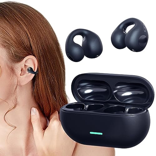 Auriculares abiertos con clip para la oreja, conducción ósea, auriculares inalámbricos para entrenamiento deportivo, entrenamiento, ciclismo, conducción, camping