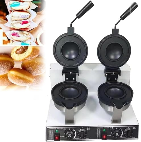 Qiang Máquina para Hacer Gofres Y Hamburguesas Comercial 1300W,Máquina De Paninis Antiadherente Giratoria 180 °,Temperatura Ajustable 50-300℃,Calefacción De Doble Cara,Doublehead