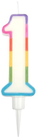 Homéa, Bougie Anniversaire Chiffre 1 avec Support Plastique H10,5 cm Multicolore