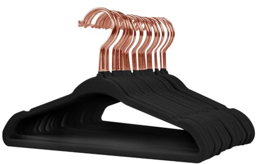 Stormix Paquete De 32 Perchas Para Ropa De Bebé, 28cm Perchas De Terciopelo Antideslizantes Para Niños, Perchas Con Muescas en Los Hombros Para Niños Pequeños Negro