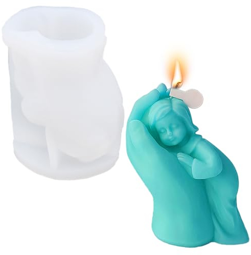 Mother's Hand Candle Mould, 3D Hand Touching Girl Mold Silicone Mold Epoxy Resin Silicone Moulds for Resin Casting Wax Aromatherapy Soap Moulds for DIY Making