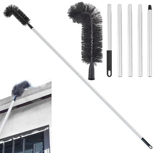 Retractable Gutter Cleaner, Stiff Brush Gutter Cleaning Tools, Retractable Brush Tool for Gutter, Gutter Roof Cleaner Brush, Roof Gutter Cleaner, Curved Design Gutter Cleaning Tools for Dust