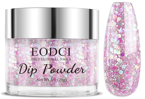 EODCI Polvo de inmersión de uñas rosa brillante, 28 g/1 oz, polvo de inmersión brillante primavera arte francés iniciador manicura principiante manicura principiante DIY salón hogar regalo duradero