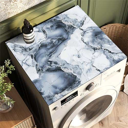 Highdi Marbre Moderne Housse de Protection pour Machine à Laver Top,Coussin de Machine à Laver Antidérapant Housse de Machine à Laver pour Machine à Laver Ou Sèche-Linge (30x40cm,Bleu)