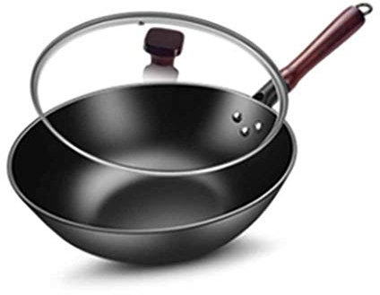 Pentola in ghisa antiaderente per fornelli a gas e fornelli a induzione, 34 cm, fondo piatto, con manico, antiruggine e