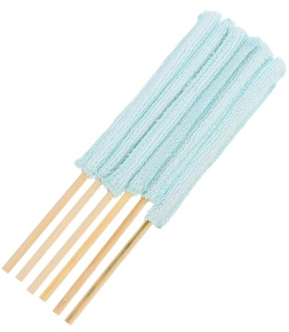 6Pcs Microfiber Cleaning Sticks Wooden Chopsticks Pole for Cups | Blue Finish, Compact Storage, Crevice Reach, Glasses and Bottles, Easy to Tuck Away Neatly