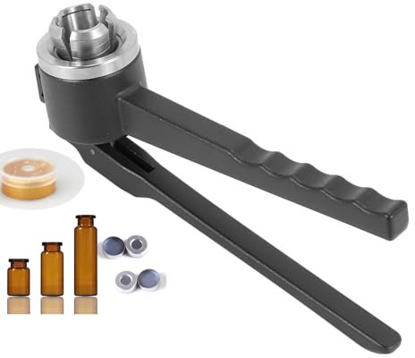 Crimpadora de viales de 8 a 32 mm, herramienta de tapado manual, acero inoxidable, sellado hermético, tapa rápida, 20-30 botellas/minuto, adecuada para botellas de aluminio y plástico y totalmente de