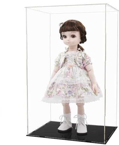 Tingacraft Acrylic Display Case Box: 12.5''x9.4''x20.4'' Tall for 18 inch 20 inch Dolls Action Figures Collectibles Clear Glass Showcase Assembly Required