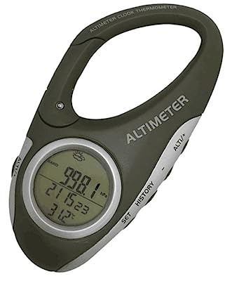 Sosoport Handheld Altimeter Barometer Thermometer with Carabiner Portable Weather Monitor for Hiking Mountaineering Outdoor Activities