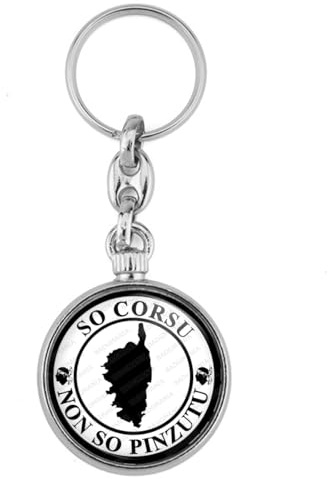 BADGMANIA | Porte clés Métal Corse So Corsu Non So Pinzutu | Ile de Beauté | Logo 33mm 2 faces