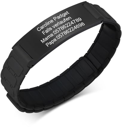 Personalisiertes Notfallarmband SOS Armband Kinder - Wasserfest Silikon Anti Verloren Armbänder mit Gravur Name Telefonnummer für Kinder, Sicherheitsarmband Medizinisches ID Armband für Mädchen Jungen