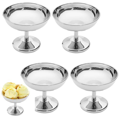 usefulbeauty 4 Piezas Tazón De Helado De Acero Inoxidable - Cambilleras De Metal De Postre - Copa De Postre De Helado - Cóctel De Cóctel Copa De Bocio | Para Ensalada De Helado De Fruta De Fruta