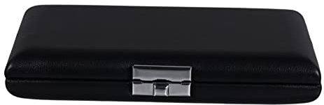 Fagottrohrkasten mit 6 Fächern aus Pu Leder, Leicht Tragbar | Schwarze Ausführung, Ergonomische Form, Schützt das Rohrblatt Unten, Holz Metall Details, Zubehör für Bassoon