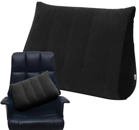 Aufblasbares Keilkissen, Bed Wedge Cushion, ergonomische, weiche Unterstützung für Sitting, Lesen, Pregnancy, Reflux Relief Travel-Friendly, 46 x 30 cm, Grau/Schwarz/Dunkelblau