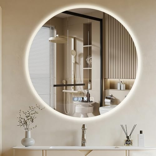 Dibaful 600mm Badspiegel mit Beleuchtung Dimmbar | Badezimmerspiegel mit Touch-Schalter Antibeschlag Timerfunktion | IP44 Wasserdicht Spiegel Bad mit Licht für Badezimmer Hotel Rund