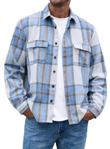 Anelune Flanellhemd Herren Langarm Kariert | Bügelfrei Flanellhemden, Casual Button Down, Freizeithemd Mit Brusttasche, Normal Passform