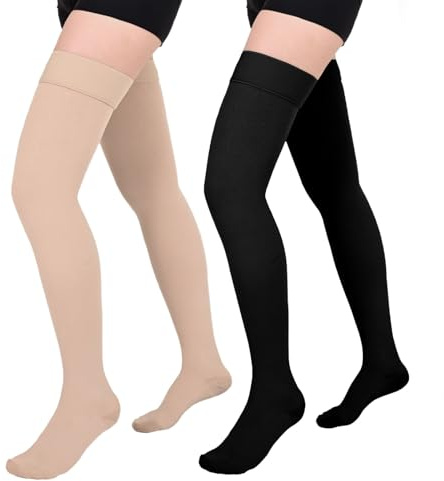 Medias de compresión médicas para mujer y hombre, panty de compresión clase 1, medias antitrombosis 15-20 mmHg, medias de soporte para mujer vuelo, calcetines de compresión, 2 pares de pantalón de