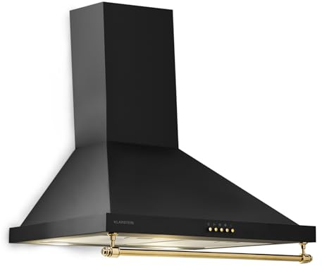 Klarstein Montblanc wall bonnet, extractor bonnet exhaust air/recirculating air, 3 levels, chimney bonnet with max. exhaust air output: 610 m³/h, wall-mounted, width: 60 cm, black