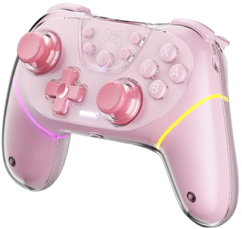BRHE Wireless Controllers for Switch,Controller for Nintendo Switch/Lite/OLED/Switch 2/Windows PC with Programmable/Vibration/Dual Turbo Funtion,Controller for Switch Pro Gamepad (Switch pink)