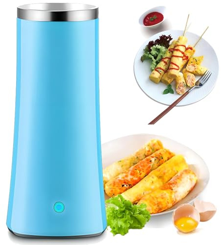 Electric Egg Roll Maker, Hot Dog Roll Machine, Omelette Maker with Stainless Steel Non Stick & 9 Minutes Cooking Automatic Rising, Egg Boiler Sausage Machine Cooker Breakfast blue