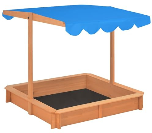 Swpsd Sandbox with Adjustable Roof Firwood 115x115x115 cm Sandbox Model316473