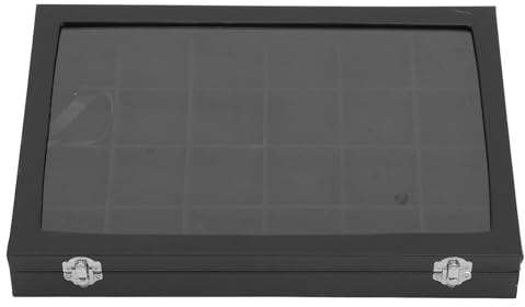 VALICLUD Boîte de Rangement pour Sachets de Thé 24 Compartiments 5X5X5 CM en Plastique Noir avec Couvercle Transparent Organiseur Cuisine Polyvalent pour Dosettes Café Sucre et