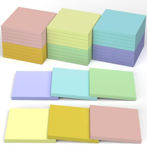 RITOLLO 36 Blöcke Haftnotizen, 2160 Blatt 76 x 76 mm Sticky Notes, 9 Bonbonfarben Klebezettel zum Beschriften, Leicht zu Beschreiben, für Zuhause, Schule und Büro (36 Pads)