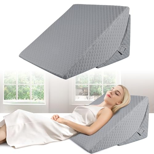 Babenest Verstellbares Keilkissen mit Hochdichteschaum, Lesekissen für Bett | Ergonomischer Bettkeil Reflux Schlafapnoe, Beinkissen, Rückenkissen zum Lesen, Spielen oder Fernsehen Sofa, Luftschicht Grau