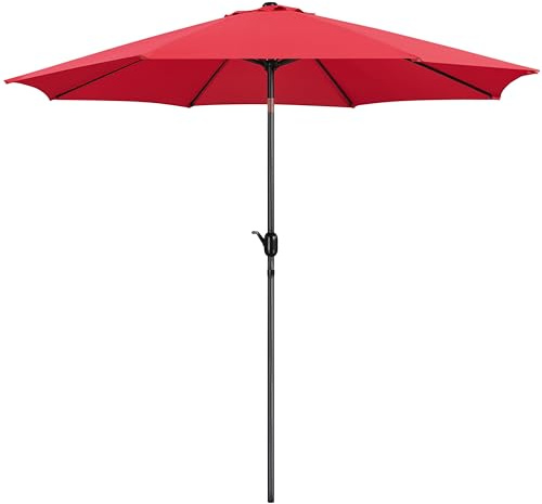Yaheetech Parasol Sombrilla Jardín 300cm Inclinable Impermeable Rojo