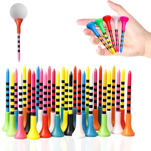 GuBaoZhuo Golf Tees Kunststoff, 50 Stück 83mm Golf Tees Golfplatzgeräte Bunt, Golftees Golfplatz-Golf Zubehör für Hobbygolfer Profigolfer, Golfer und Jugendliche
