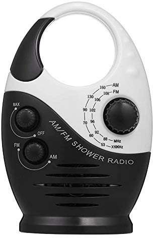 Prterver AM/FM Mini Shower Radio Bathroom Waterproof Radio Hanging Music Radio Built-in Speaker