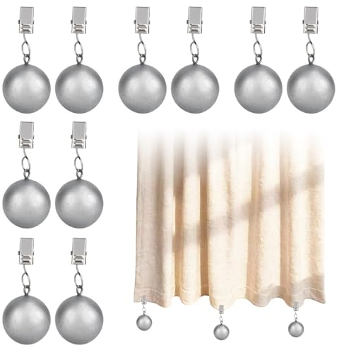 Umllpet Pesi per tovaglia in Acciaio Inox Massiccio 66g, Confezione da 10 Pezzi con Clip Fissaggio, contrappesi per Tende, Bandiere, Picnic Esterni, balconi e Campeggio Giardino