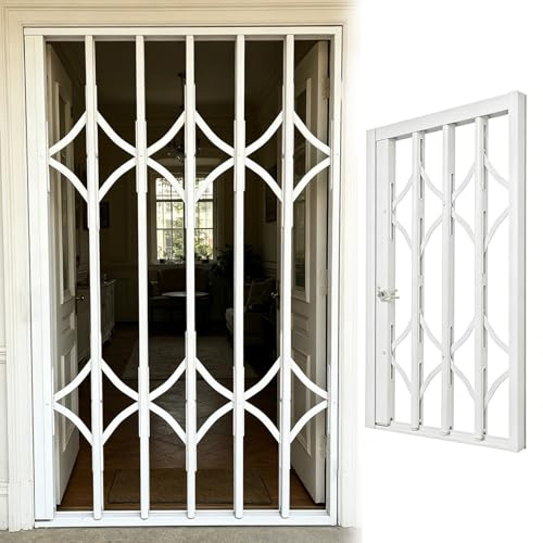 Inferriate per Finestre Porta Pieghevole Alta 75 95 100 120 180 200 210 cm con Serratura, Grate di Sicurezza Antifurto a Scomparsa per Finestre, Barre Leggere Finestre(W60xH70cm/24x28in)