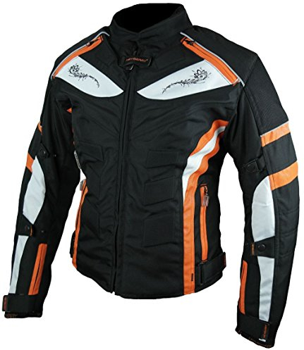 HEYBERRY Damen Motorrad Jacke Motorradjacke Textil Schwarz Orange Gr. S / 36