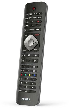 Philips SRP5018/10 telecomando universale 8 in 1 per TV, Blu-Ray, televisione via cavo, ricevitori satellitari, streaming, SB, cavo VCR e AUX; colore: nero