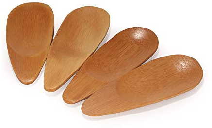 BambooMN - 4 Small Solid Bamboo Oval Scoop, 10pcs