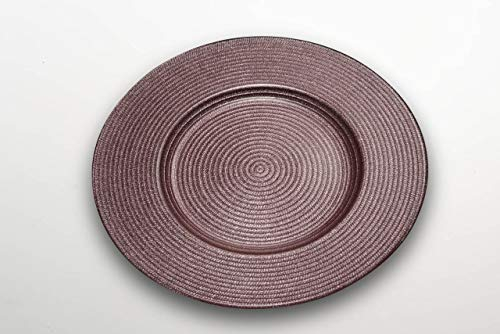 Ten Sottopiatto in vetro rosa decorato a mano con riflessi dorati cod.7206064P cm diam.34 by Varotto & Co.