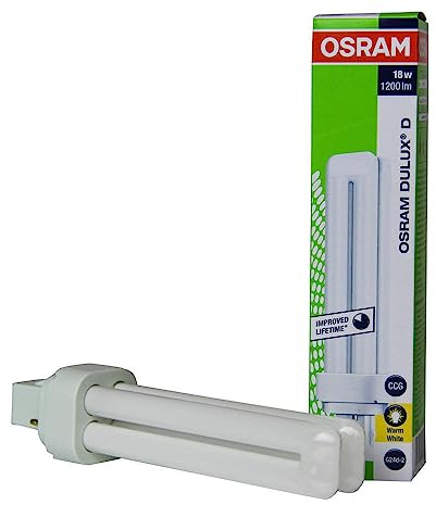 OSRAM DULUX D 18W 220V ECONOMIQUE Warm White 1200 Lumens 8000 Hours CFL G24d-2 Base Pack of 10