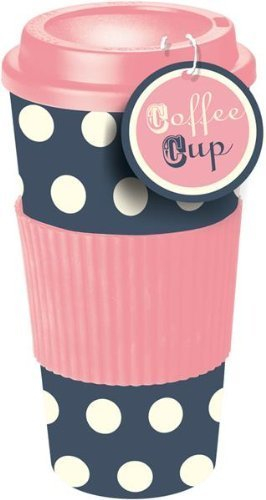 The Home Fusion Company Pink & Blue Polka Dot Thermal Insulated 400ml Tea Coffee Mug Cup Travel Takeaway & Lid