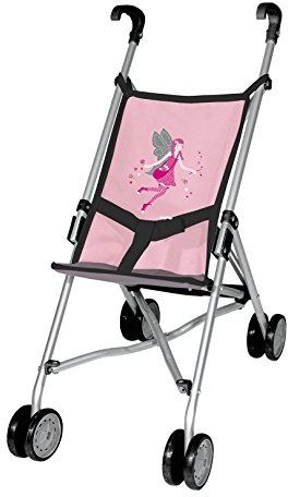 Bayer Design 30108AA Puppenbuggy, Puppenwagen, Doppelräder, Gurt, leicht faltbar, aus Metall